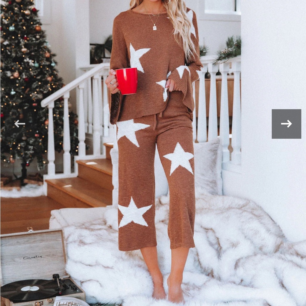 Brown Star Pattern Knit Set - Picture 3 of 6